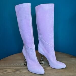 Brandon Maxwell Suede Structural Mirror Heel Knee High Boots Women’s Size 40/10